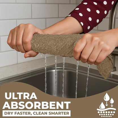 DAN RIVER Tan Kitchen Towels, 12 Pack, 16x26 Inches Absorbent Dish Towels | 100% Cotton Absorbent Soft cotton kitchen towels for drying dishes, Quick Dry, Dish Towels for kitchen,Tea and Bar towels set