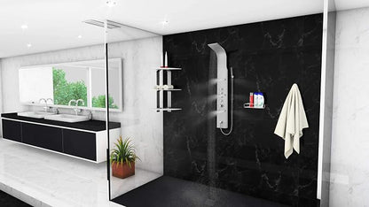 Blue Ocean ™ 64.5” Stainless Steel SPS8879 Thermostatic Shower Panel Tower with Rainfall Shower Head, Body Nozzles, and Handheld Shower Head, Shower Column
