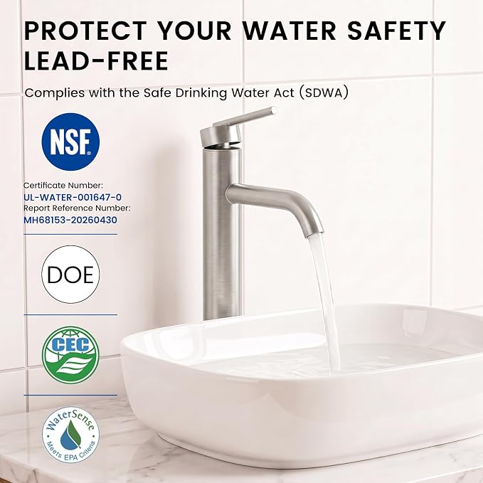 Tall Vessel Sink Faucet Nickel Modern Single Handle Bathroom Faucet One Hole Rv Vanity Lavatory Bathroom Sink Faucet