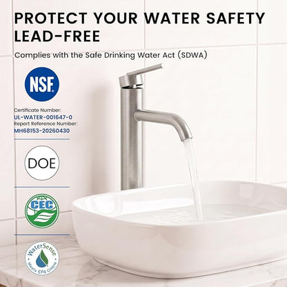 Tall Vessel Sink Faucet Nickel Modern Single Handle Bathroom Faucet One Hole Rv Vanity Lavatory Bathroom Sink Faucet