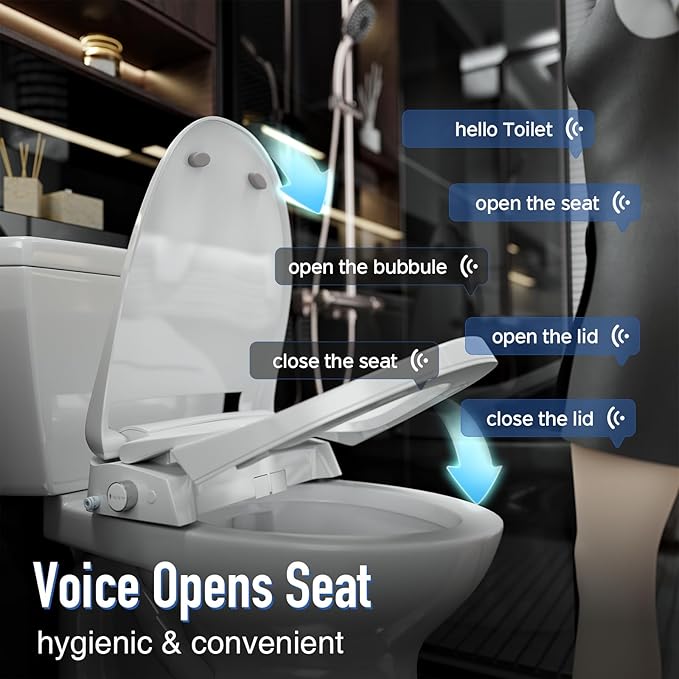 Smart Toilet with Bidet Built In, Bubble Shield, Heated Bidet Seat with Warm Water & Dryer, Radar Sensor Auto Open/Close, LED Temp Display, Electric Bidet Toilet Seat for Bathroom