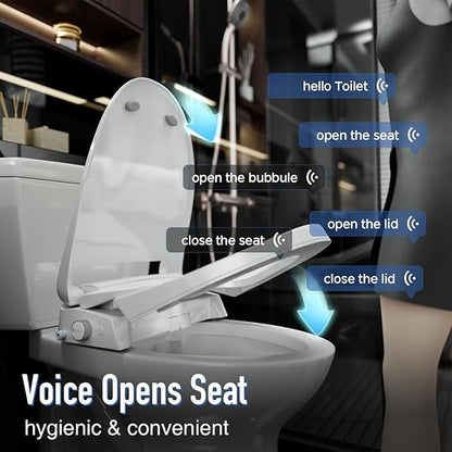 Smart Toilet with Bidet Built In, Bubble Shield, Heated Bidet Seat with Warm Water & Dryer, Radar Sensor Auto Open/Close, LED Temp Display, Electric Bidet Toilet Seat for Bathroom