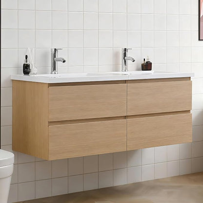 Wall-Mount Bathroom Vanity with Sink Combo, Cabinet Included, Large Drawers for Ample Storage (Wood, 48“)