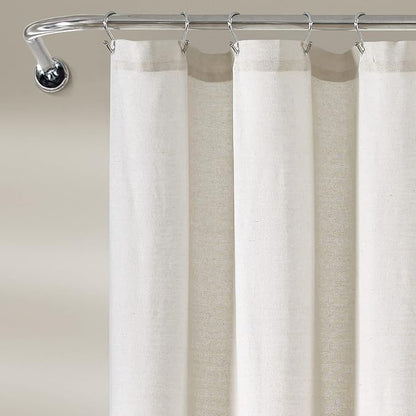Lush Decor Linen Button Shower Curtain, 72" W x 78" L, Off White - Extra Long Shower Curtains - White Shower Curtain Fabric - Farmhouse Bathroom Decor