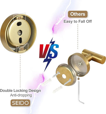 SEIDO 12 Inch Towel Bar for Bathroom Wall, 304 Stainless Steel Brushed Gold Hand Towel Holder, 9.6" Usable Length, Rustproof Anti-Rotation Towel Rack, Wall Mounted Towel Rod for Lavatory, Kitchen, RV