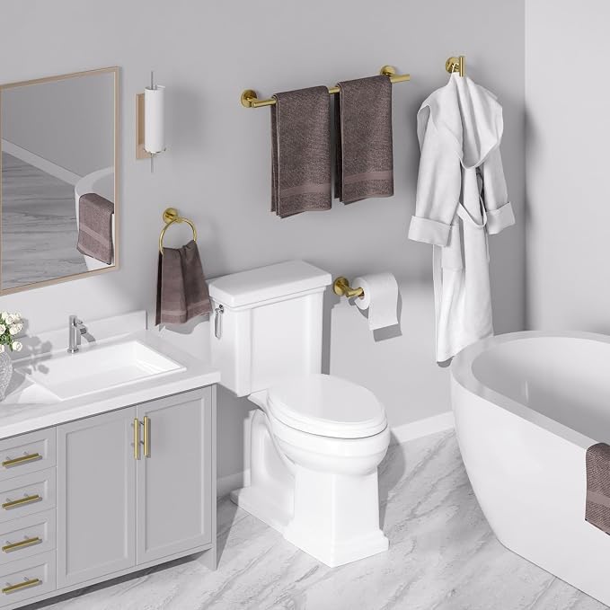 8PCS Brushed Gold Bathroom Hardware Set, 24-Inch Towel Bar Set | Durable SUS304 Stainless Steel Bathroom Accessories Set, Towel Racks for Bathroom Wall Mounted, Modern Home Decor