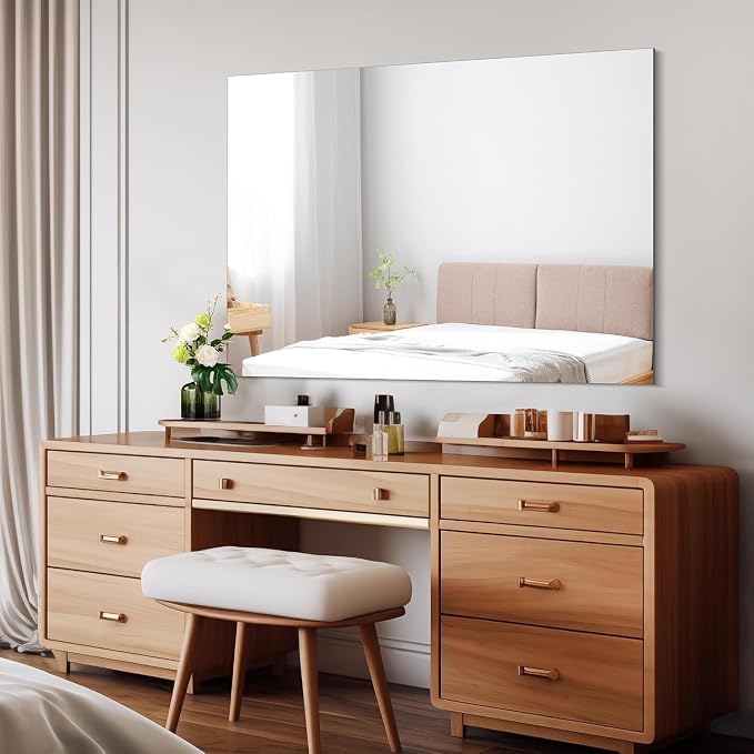 CILIBER Frameless Mirror, 30x40 Inch Rectangle Vanity Mirror for Wall, Large Bathroom Mirror Over Sink with Polished Edge, 3mm Tempered Glass, Horizontal or Vertical Hanging