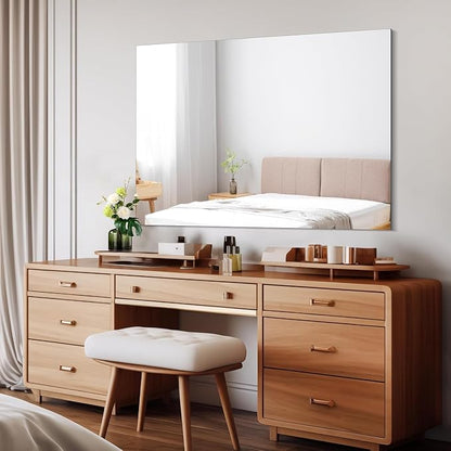 CILIBER Frameless Mirror, 30x40 Inch Rectangle Vanity Mirror for Wall, Large Bathroom Mirror Over Sink with Polished Edge, 3mm Tempered Glass, Horizontal or Vertical Hanging