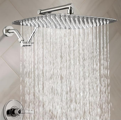 G-Promise 16 Inch All Metal Rain Shower Head with Extension Arm | Built to Last, Rust Resistant, Easy to Install, Adjustable, Full Body Coverage Large Rainfall Shower Head, Daily SPA