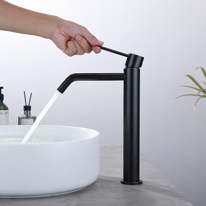 Oil Rubbed Bronze Vessel Sink Faucet with Pop Up Drain and Supply Lines, Stainless Steel Bronze Vanity Faucet Single Hole, JXMMP 1 Handle Bathroom Faucet Oil Rubbed, JXM1001ORB