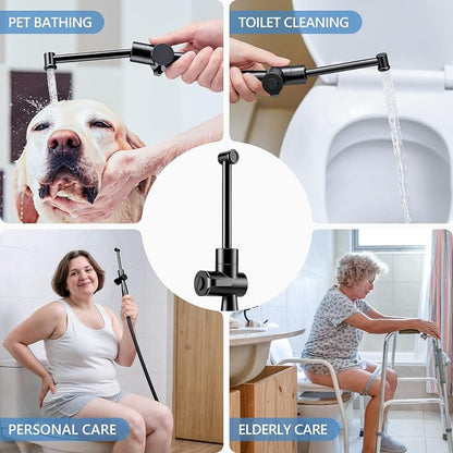 SPACEREST Handheld Bidet Sprayer for Toilet, Leak-Proof Stainless Steel Bidet Attachment for Toilet, Adjustable Spray Angle & Water Pressure, Toilet Sprayer for Personal Care, Postpartum (Black)
