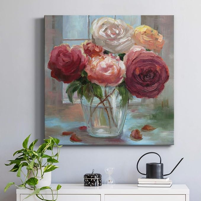 Renditions Gallery Rose Society Wall Art, Premium Gallery Wrapped Canvas Decor, Ready to Hang, 24 in H x 24 in W, Made in America Print