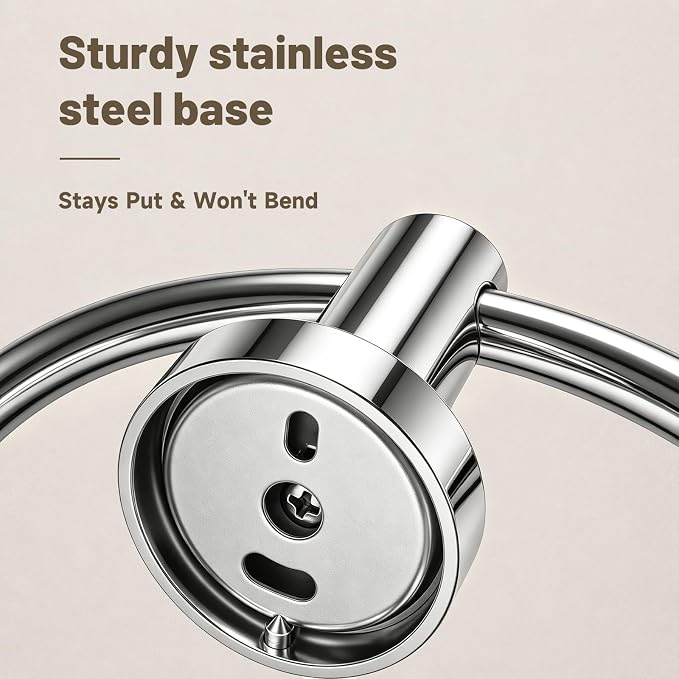 Toilet Paper Holder and Hand Towel Ring Bathroom Set | Chrome,Stainless Steel,Wall Mount,Bathroom Accessories,Hand Towel Ring and Toilet Paper Holder Set,Easy to install,Durable