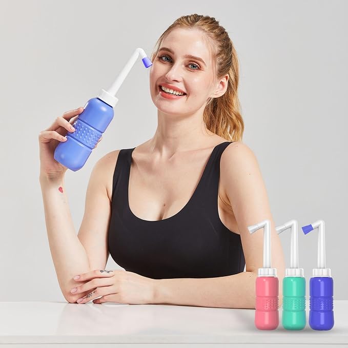 2 Pack 300ML Portable Bidet, Blue & Pink Handheld Travel Bidet Sprayer, Leak-Proof Upside-Down Squeeze Design for Postpartum Care, Menstrual Hygiene, Adults & Kids, Home/Travel/Outdoor/Camping