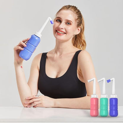2 Pack 300ML Portable Bidet, Blue & Pink Handheld Travel Bidet Sprayer, Leak-Proof Upside-Down Squeeze Design for Postpartum Care, Menstrual Hygiene, Adults & Kids, Home/Travel/Outdoor/Camping