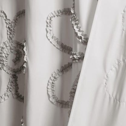 Lush Decor White Ruffle Flower Polyester Shower Curtain, 72" x 72"