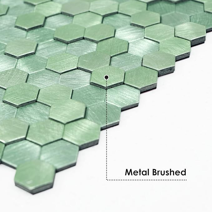 STICKGOO Peel and Stick Backsplash Tiles, Stick on Mosaic Self Adhesive Tiles, 3D Hexagon Backsplash for Kitchen Bathroom Fireplace Vanity (8PCS, Light Green)