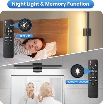 Modern Bathroom Vanity Light 40 inch, 22W Dimmable 6CCT Led Bathroom Light Fixture Over Mirror, Black Bar Vanity Light for Mirror FCC Certificated