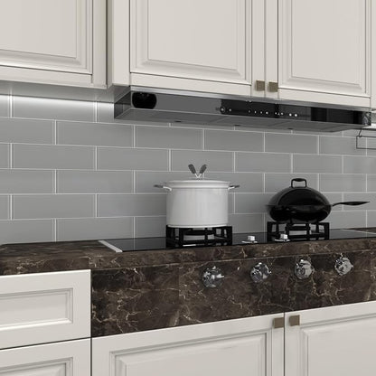 Grey Glass Subway Tile, Glass for Bathroom Kitchen Shower Backsplash Wall, 4 x 12 Inches, 4 Sq.Ft.