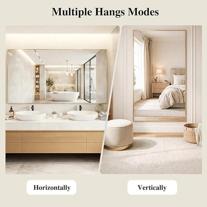 Koonmi Gold Rectangle Wall Mirror, 20x30 Inch Bathroom Mirror, Aluminum Frame Vanity Mirror for Entryway, Living Room, Bedroom Bathroom, Hangs Horizontally or Vertically