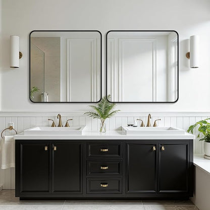 FICTOR Bathroom Mirror for Over Sink, 30"x30" Vanity Mirror for Wall, Black | Shatterproof Tempered Glass, Anti-Rust Frame, Vertical/Horizontal Mounting, Wall Mirror for Bedroom, Living Room, Entryway