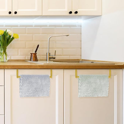 Patelai Over Cabinet Door Towel Bar, Metal Kitchen Rack,Gold | Hang Inside or Outside Cabinet for Hand Towels, No Drill Install, Bathroom Organizer, Saves Counter Space, Fits Doors
