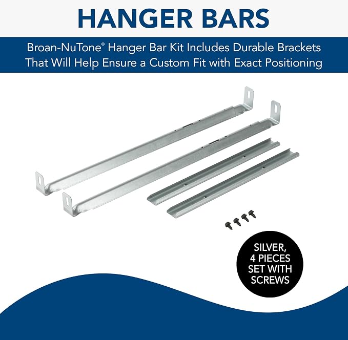 Broan-NuTone MHB4 Hanger Bar Set for InVent Series Bath Exhaust Fans, Silver, Steel, 4 Pieces