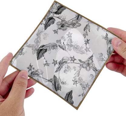 Alwayspon Vinyl Sticker Peel and Stick, Self-Adhesive Wall Tile Transfers Backsplash Sticker Decal for Kitchen Bathroom, 6x6inch/15x15cm 10Pcs, Monochrome Floral T041