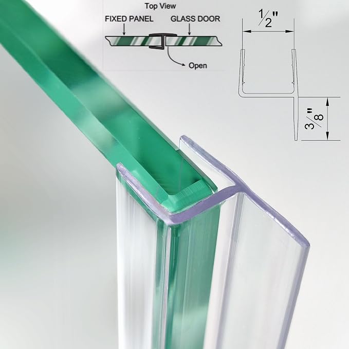 Shower Door Seal Strip Kit, Include 2 PCS 84" Shower Door Side Seals and 1 PC 36" Door Bottom Seal for 1/2"(12mm) Thick Glass Shower Door Sweep Set of 3 Polycarbonate