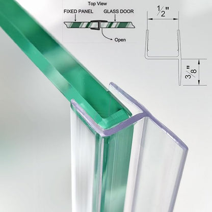 Shower Door Seal Strip Kits Set of 3 Polycarbonate Include 2 PCS 76" Side Seals and 1 PCS 36" Bottom Seal for 1/2"(12mm) Thick Glass