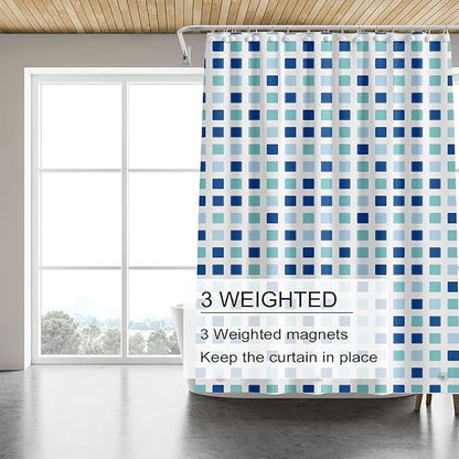 Shower Curtain Liner, 4G PEVA Shower Liner, Plastic Peva Waterproof Shower Curtains, 72x72 inch with Grommet Holes 3 Magnetic Weights