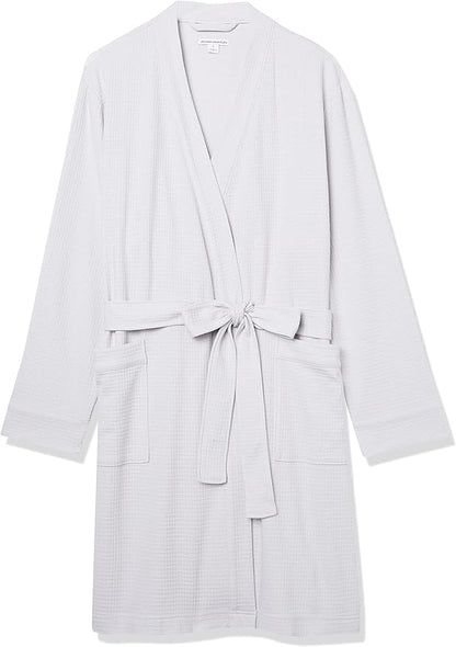 Amazon Essentials Women's Lightweight Cotton Waffle Mid-Length Bathrobe (Available in Plus Size)