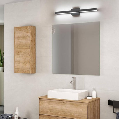 LED Modern Bathroom Vanity Light Fixtures (32-Inch, Cool White 6000K), Modern Acrylic Bathroom Wall Lighting Fixtures for Bathroom Over Mirror, Matte Black