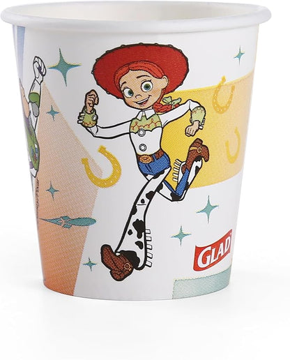 Glad for Kids Disney Pixar Toy Story Mini Paper Cups, 3 Oz, 20 Count | Soak-proof bathroom rinse cups sized for little hands, colorful Toy Story characters