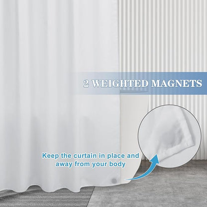 Nasitos Long Fabric Shower Curtain Liners 4 Pack - W72 x H78 - Water Resistant Cloth Shower Curtains for Bath Tub, Soft Hotel Quality, Machine Washable (White, 8 Separate Magnets Included)