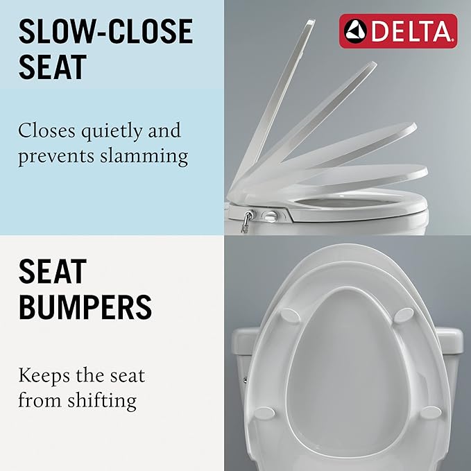 Delta 833004 Elongated Soft Close Bidet Seat with Manual Control Self-Cleaning Wand - White