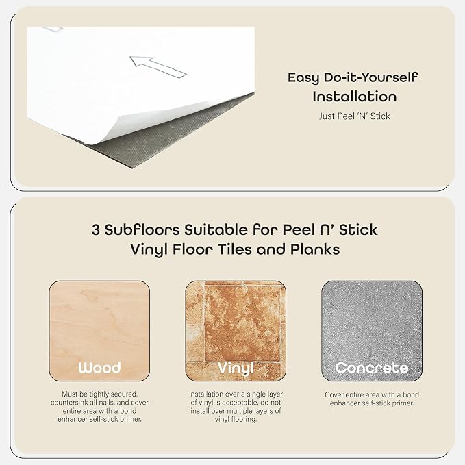 Nexus Self Adhesive 12-Inch Vinyl Floor Tiles, 20 Tiles, 12 x 12 in | Self-Adhesive Backing and Multi-Plank Coverage Pack: Vinyl Planks Combine Durable Surface Detail, Wood-Look Texture, and