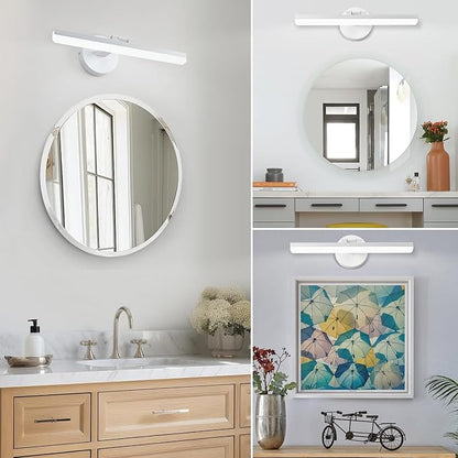 LED Modern White Bathroom Vanity Lighting Fixtures Over Mirror 16inch Rotatable Wall Lights Fixtures for Bathroom(White Light 6000K)
