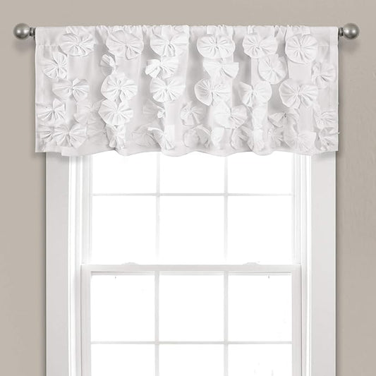 Lush Decor Riley Window Valance, Single 54" W x 18" L, White - Valance Curtains - Kitchen Valances for Windows - Bathroom Window Curtains