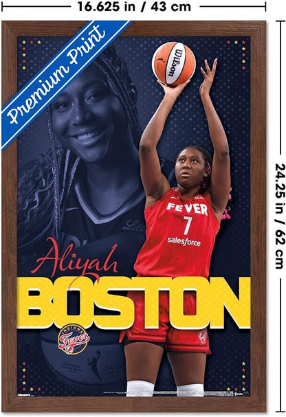 Trends International WNBA Indiana Fever - Aliyah Boston 25 Wall Poster, 22.4L x 14.7W, Mahogany Framed Version