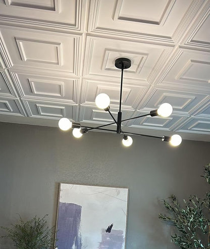 STICKGOO PVC Ceiling Tiles, 2'x2' Glue Up Ceiling Panel White to Prevent Breakage Cover 48 Sq. Ft, Pack of 12 Tiles
