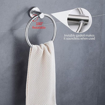 2pcs Brushed Nickel Toilet Paper Holder and Towel Ring Set, Stainless Steel