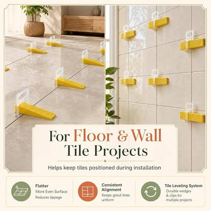DGSL Tile Leveling System with Plier, 300 Tile Spacers 1/8" and 100 Wedges | Tile Leveling Clips with Tile Plier, Anti Lippage Tile Leveler Spacers for Professional Ceramic Tile and Stone Installation