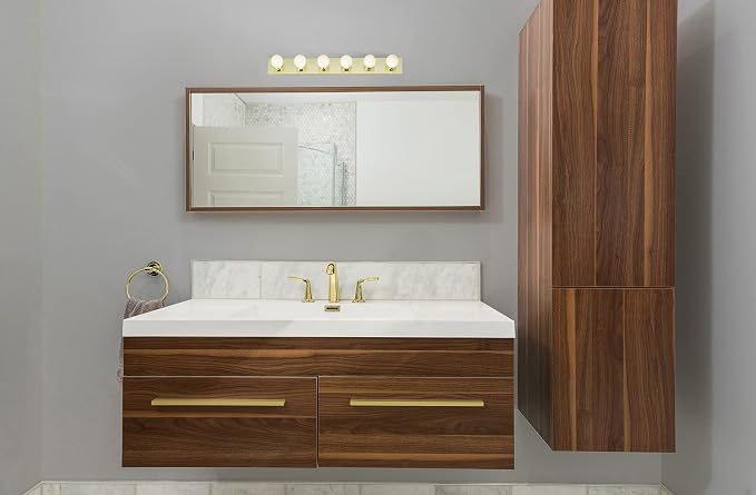 Nuvo SF77/190 36-Inch Six Light Vanity Strip, Polished Brass, 36" 6 light