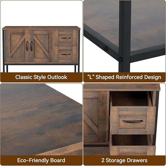 YOURLITE Bathroom Vanity, 36" Rustic Brown Bathroom Vanity with Sink Combo,Faucet,Pop up Drain Set,Farmhouse Modern Cabinet with Black Art Ceramic Vessel Sink