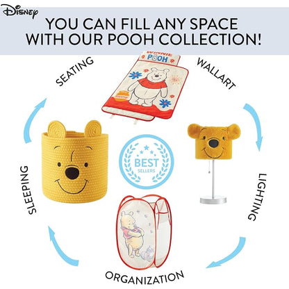 Disney Winnie the Pooh Pop Up Hamper – Collapsible Laundry Basket with Durable Carry Handles – 21'' x 13.5'' – Lightweight Storage Bin for Nursery, Bedroom & Toys