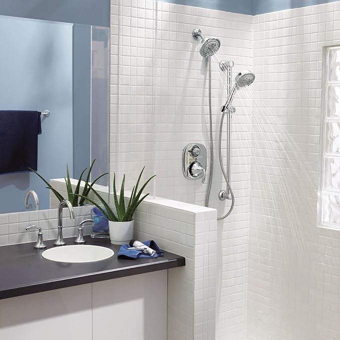 Moen Eco-Performance Chrome Four-Function Removable Handheld Showerhead with 69-Inch-Long Hose and Wall-Mounted Slide Bar, 3667EP