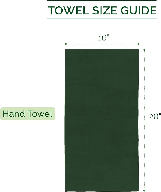 Elegant Comfort Luxury 100% Turkish Cotton Corduroy Ribbed 4 Pack Hand Towel Set 16 x 28 Inch - Absorbent, Super Soft, Quick Dry, Premium Towels for Bathroom, Gym, Spa and Hotel Use, Hunter Green