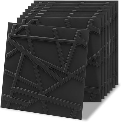Art3d 100 Pack Decorative 3D Wall Panels, 97 Sq.Feet PVC Interior Wall Décor, 11.8"x11.8", Black