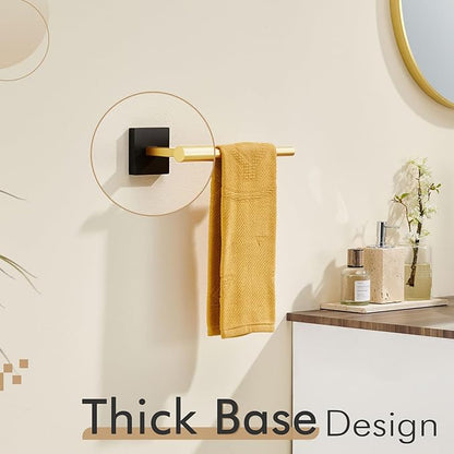 KOKOSIRI Bathroom Towel Bar Hand Towel Holders Wall Mount Toilet Kitchen Cabinet Paper Holder Stainless Steel Bath Hardware Black with Gold, B3008GDK